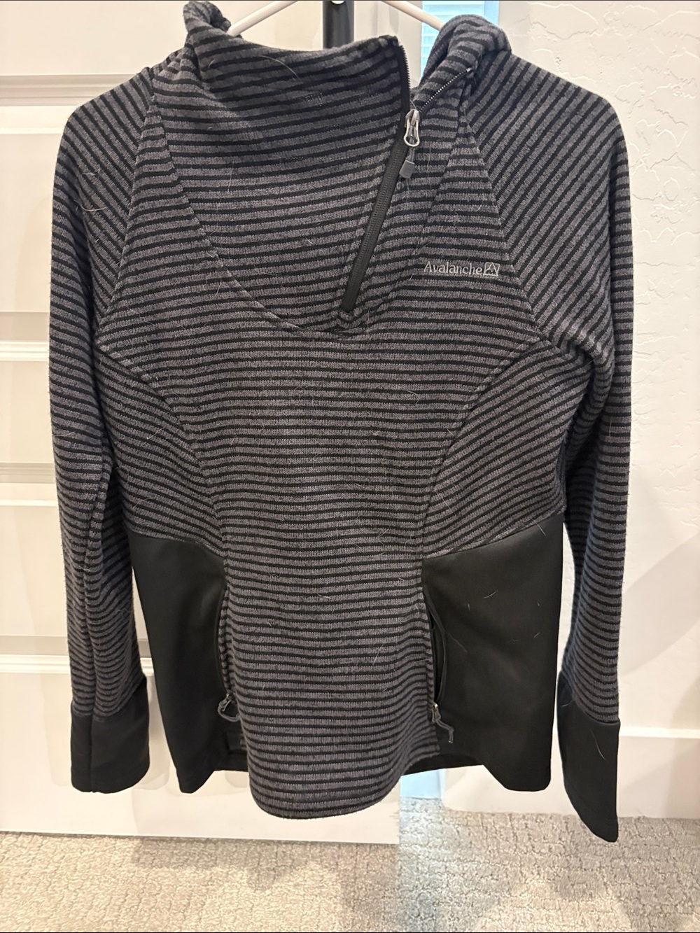 Avalanche Black and Gray Striped Hooded Jacket